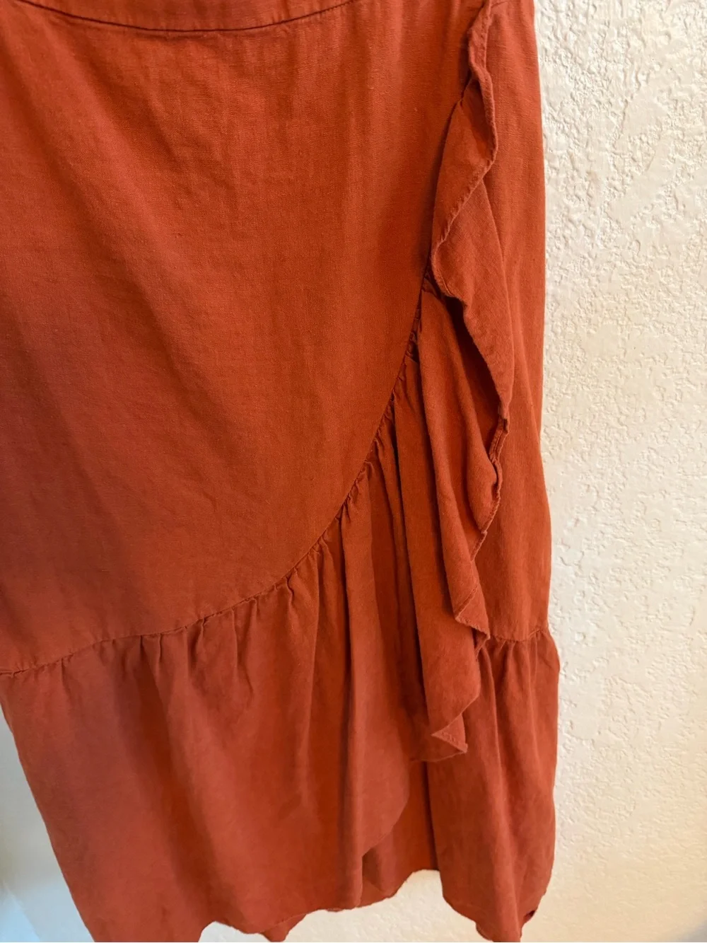 Madewell Rust Ruffle Wrap-Style Midi Skirt